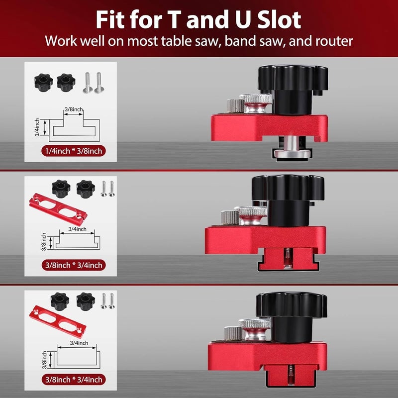 Gohelper Thin Rip Jig Safety One Way Roller Bearing 3 Pulleys Table Saw Jig Guide for Repetitive Narrow Strip Cuts, Fits 3/8" x 3/4" T Slot & U Slot, 1/4" x 3/8" T-Slot, For Table Saw, Band Saw & Router Table - Image 3